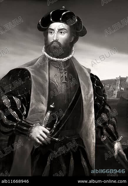 Vasco da Gama, c. 1460s – 1524, Portuguese explorer, digitally edited according to a painting by António Manuel da Fonseca.