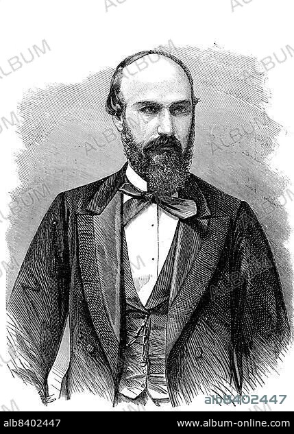 Santos Gutierrez, President of Colombia, José Santos Gutiérrez Prieto was a Colombian statesman and soldier, who became president of the Sovereign State of Boyacá, and later elected as president of the United States of Colombia for the term of 1868-1870, Historic, digitally restored reproduction of a 19th century original, exact original date unknown.