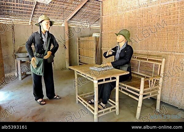 Re-enactment of scene from the Vietnam War with life-size dolls in the open-air war museum in Cu Chi, South Vietnam, Vietnam, Southeast Asia, Asia.