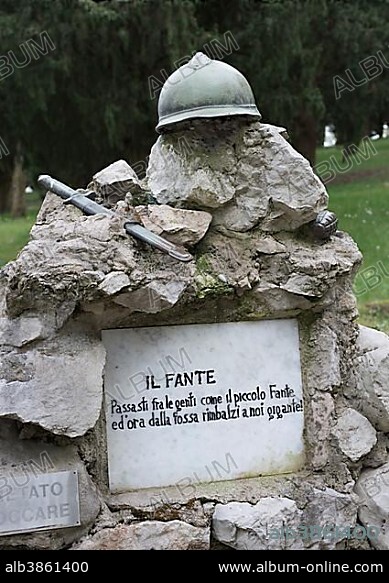 Symbolic grave stone for the infantry, Park of Remembrance, Open Air Museum World War I on the Colle Sant'Elia hill, Isonzo, Redipuglia, Province of Gorizia, Friuli-Venezia Giulia, Italy, Europe.