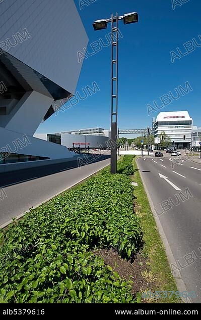 Porsche Museum and Porsche corporate headquarters, Zuffenhausen, Stuttgart, Baden-Wuerttemberg, Germany, Europe.