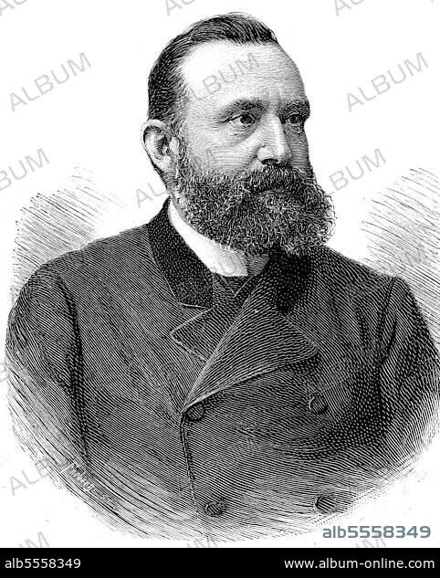 Walter Hauser, 1. Mai 1837, Wädenswil, 22. Oktober 1902, war Schweizer Politiker und Mitglied des Bundesrates, Historisch, digitale Reproduktion einer Originalvorlage aus dem 19. Jahrhundert.
