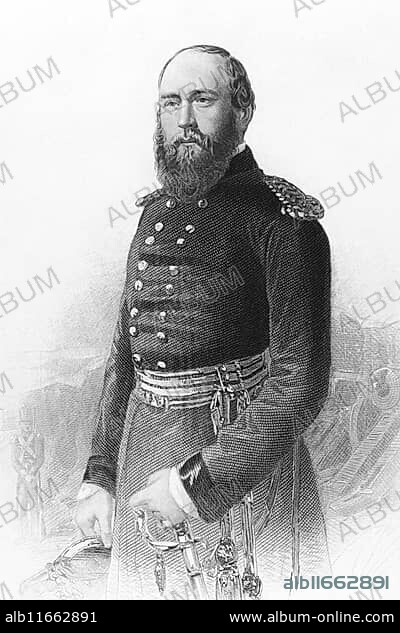 Prince George, Duke of Cambridge (1819-1904) on engraving from the 1800s. Member of the British Royal Family and army officer. Engraved from a photograph and published in London by Virtue & Co.