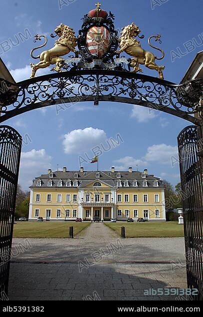 The open gate of the palace of Neuwied, Rhineland-Palatinate, Germany, Europe.