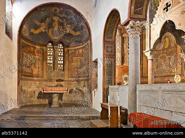 Apse in the left-side aisle of Santa Maria in Cosmedin Church, Rome, Italy, Europe.