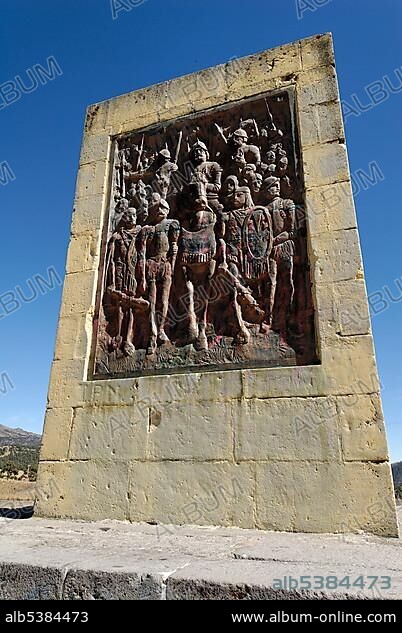 Hernan Cortes monument at Paso de Cortes at Popocatepetl-Iztaccihuatl National Park, Mexico, Central America.