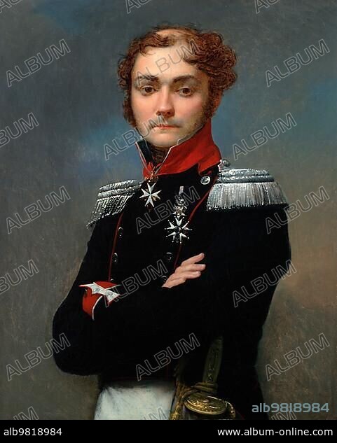 Portrait of Charles-Louis Regnault; an officer from the Napoleonic Wars; painter Jean-Baptiste Regnault; Historical; digitally restored reproduction from a 19th century original.