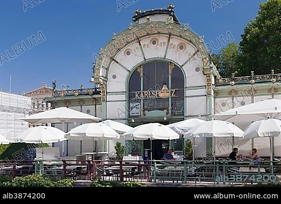 Art Nouveau Café at Karlsplatz, Otto Wagner Pavilion, Vienna, Austria, Europe.
