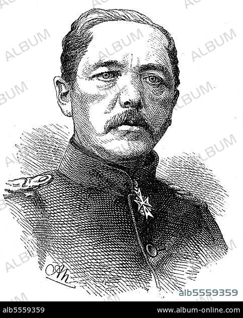 Konstantin Bernhard von Voigts-Rhetz, 16. Juli 1809, 14. April (1877), preußischer General der Infanterie, digital restaurierte Reproduktion einer Originalvorlage aus dem 19. Jahrhundert, genaues Originaldatum nicht bekannt.