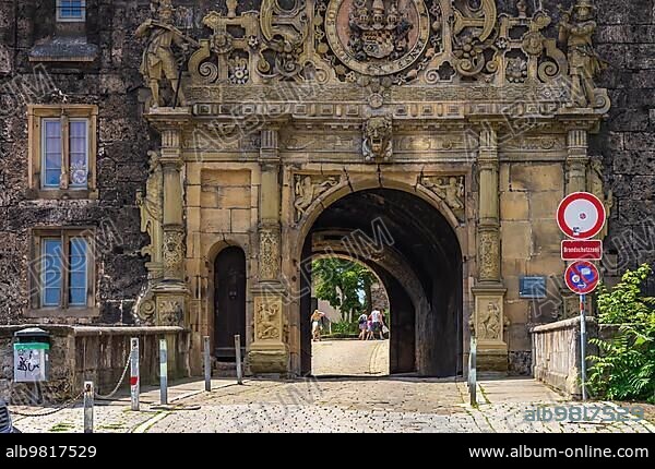 Lower gate of Hohentübingen Palace; a mixture of palace; fortress and castle; now home to the University Museum; Tübingen; Baden-Württemberg; Germany; Europe.