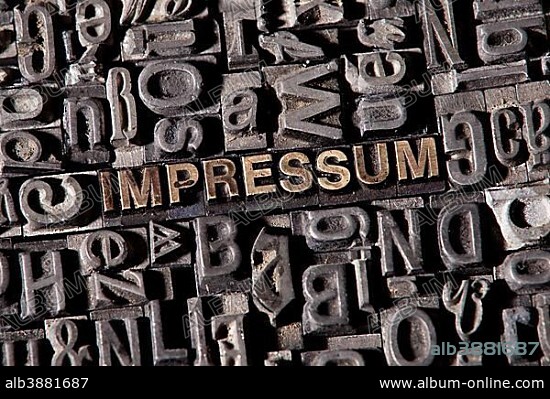 The word "Impressum", German for "imprint", made of old lead type.
