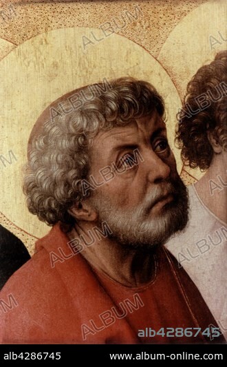 Rogier Van Der Weyden, a.k.a. Rogier de La Pasture. Flemish school. Detail of the altarpiece of The Last Judgement: Peter. c.1445-1448 . Oil on wood and gold leaf (215 x 260 cm, opened panels). Beaune, musée de l'Hôtel-Dieu. Rogier van der Weyden (1399-1464).