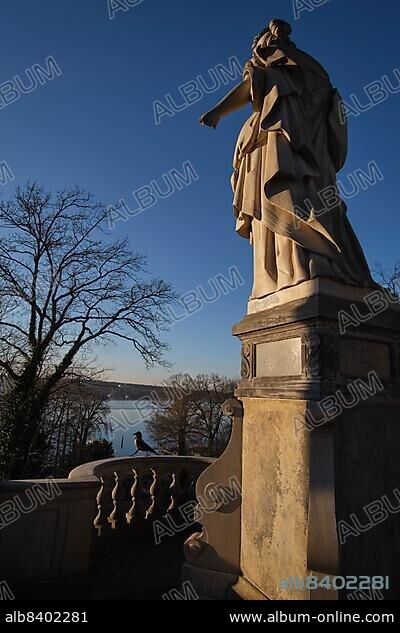 Germany, Berlin, 02. 03. 2021, Borussia, monument, Latin word for Prussia, the female figure was the personification of the Kingdom of Prussia, at the Großer Wannsee, Europe.