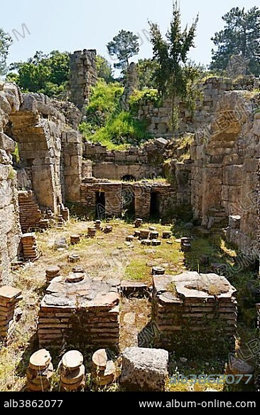 Thermae, ancient city of Phaselis, Phaselis, Tekirova, Lycia, Province of Antalya, Turkey, Asia.