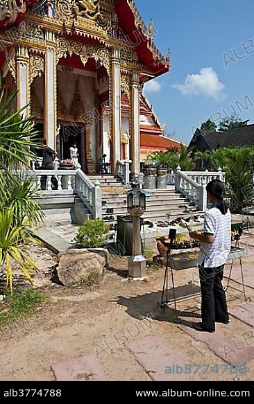 Wat Chalong temple, the largest and most prominent of the 29 Buddhist temples on the island of Phuket, Thailand, Asia.
