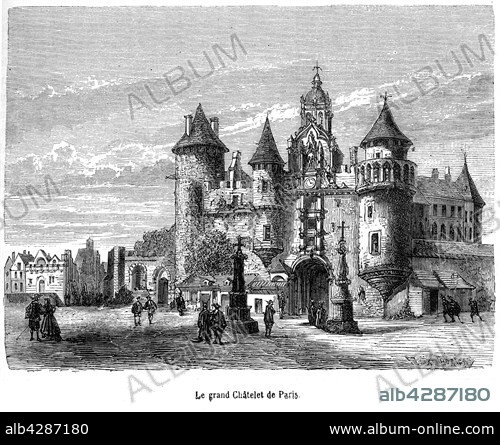 The Grand Châtelet in Paris. 19th Century engraving.