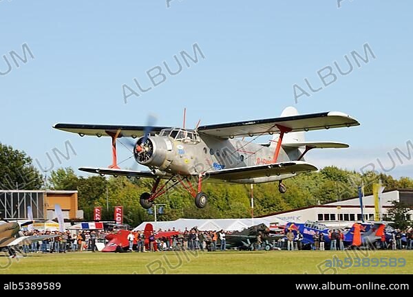 Russian multi-purpose aircraft and the world's largest biplane Antonov AN-2, Europe's largest meeting of vintage planes at Hahnweide, Kirchheim-Teck, Baden-Wuerttemberg, Germany, Europe.