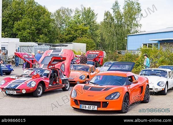 Large Wartburg Melkus meeting on the grounds of the Dresden Melkus company. The Melkus RS 2000 is a small-series sports car based on a Lotus chassis. It was manufactured by the sports car manufacturer Melkus in Dresden from 2009 to 2012.