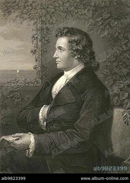 Johann Wolfgang Goethe; from 1782 von Goethe (28 August 1749) (22 March 1832); was a German poet; politician and naturalist; after a painting by Alonzo Chappel; Historical; digitally restored reproduction from a 19th century original.