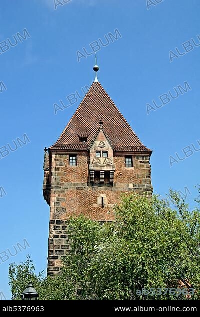 Schuldturm Maennereisen, debtors prison tower, built 1323 under the supervision of master builder Conrad Stromer, Nuremberg, Middle Franconia, Bavaria, Germany, Europe.