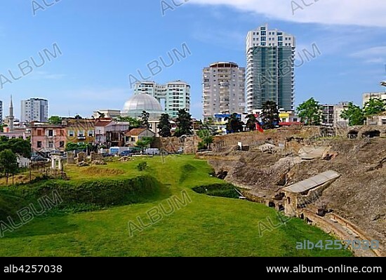 Roman Amphitheater, Durres, Durrës, Albania, Europe.