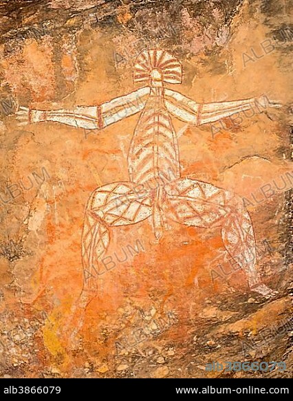 Nabulwinjbulwinj, rock painting of a dangerous spirit, Australian Aboriginal art, Nourlangie Rock, Kakadu National Park, Northern Territory, Australia, Oceania.