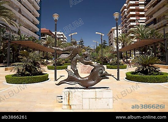 SALVADOR DALÍ. Dali sculpture in the Avenida del Mar, Marbella, Costa del Sol, Andalusia, Spain, Europe, PublicGround, Europe.