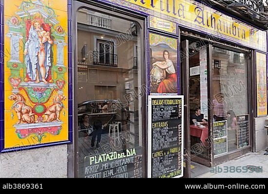 Restaurant Taberna Alhambra, Azulejos, Madrid, Spain, Europe.
