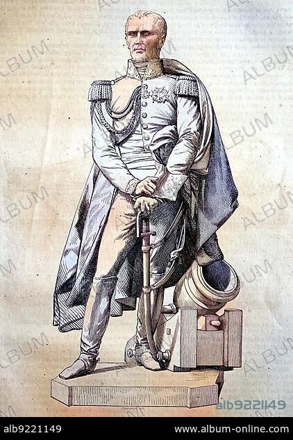 General Antoine Drouot, Comte Drout, 1774-1847, a Napoleonic military man, Count, Pair of France and latterly Général de division of the Foot Artillery of Napoleon's Guard, Historical, digitally restored reproduction of a 19th century original.