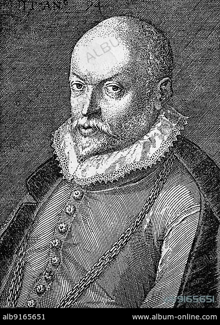 Orlande de Lassus, Roland de Lassus, Orlando di Lasso, Orlandus Lassus, Orlande de Lattre, born 1532 in Mons, Hainaut, died 14 June 1594 in Munich, during his lifetime the most famous composer and Kapellmeister of the Renaissance, Historical, digitally restored reproduction from a 19th century original.