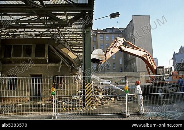Fall of the Berlin Wall, demolition at "Checkpoint Charlie", Berlin, Germany, Europe.