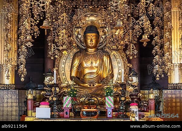 Kyoto Japan. Buddha statue inside Chion-in temple.
