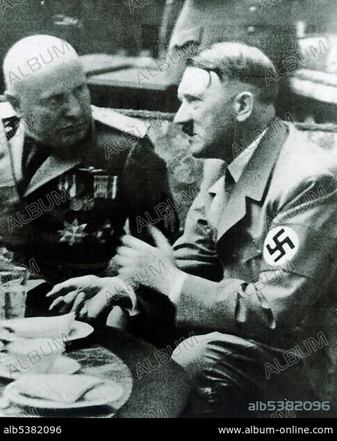 Adolf Hitler and Benito Mussolini, historical photo, September 25th 1937 in Munich, Bavaria, German Reich, Europe.