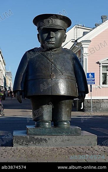 Statue of a policeman, market square, Oulu, Northern Ostrobothnia, Finland, Europe.