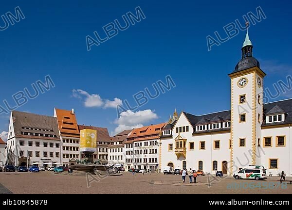 Freiberg is a university town in Germany, a large district town and mining town located roughly in the centre of the federal state of Saxony between Dresden and Chemnitz. Obermarkt with town hall.