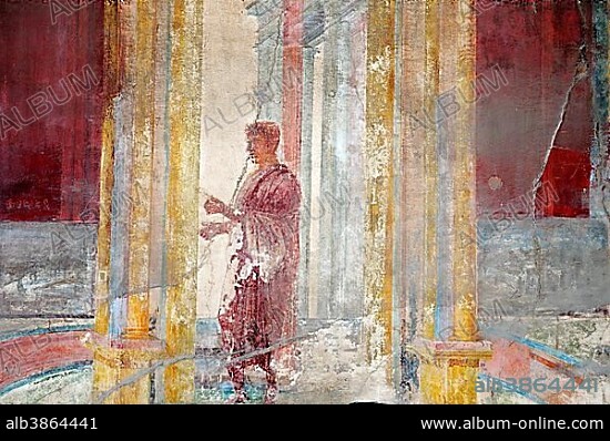 Mural, Terme del Foro therm, archaeological site, Pompeii, Naples, Campania, Italy, Europe.