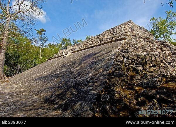 Ball court, Mayan ruins of Coba, Quintana Roo state, Mayan Riviera, Yucatan Peninsula, Mexico, Central America.