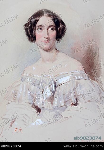 Portrait of Frances Eliza Cartwright (1817 to 1864); Mrs Matthew Piers Watt Boulton; Painting by George Richmond.; Historic; digitally restored reproduction from an original of the period.