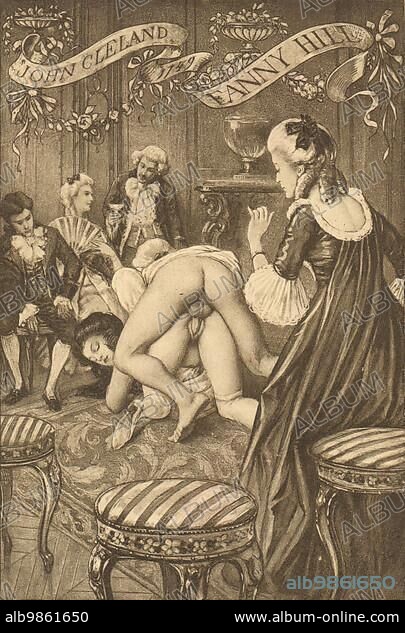 Couple having sex with spectators, John Cleland and Fanny Hill, Erotic illustration by Edouard-Henri Avril (21 May 1849 to 1928), a French painter and graphic artist, under the name Paul Avril he became known as an illustrator of erotic to pornographic novels, Historical, digitally restored reproduction from a 19th century original.