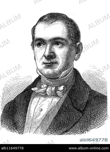 August Freiherr von der Heydt, 15 February 1801 -† 13 June 1874, a banker and Prussian Minister of Trade and Finance under King Friedrich Wilhelm IV, Historical, digital reproduction of an original from the 19th century.