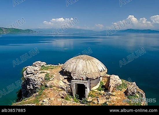 Old bunker at Lake Ohrid, near Lin, Korca region, Albania, Europe.