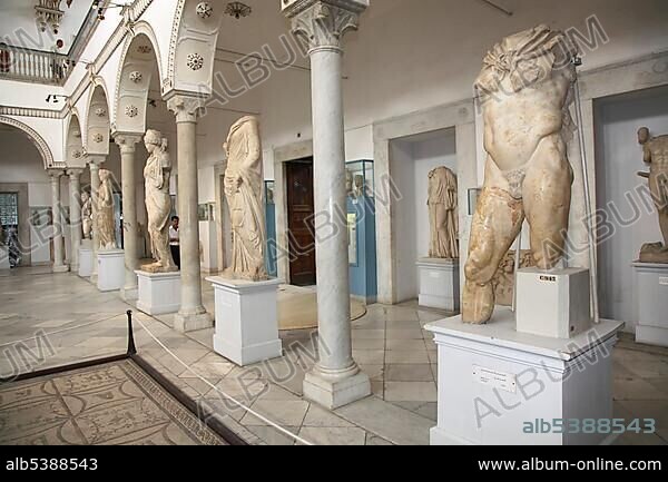 Roman statue row in the Bardo museum, Tunis, Tunisia, Africa.