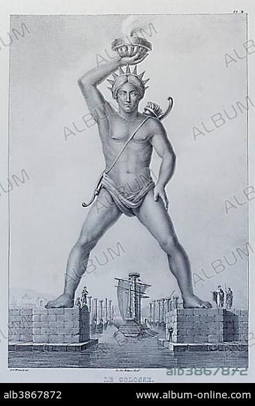 Colossus of Rhodes, historical engraving.