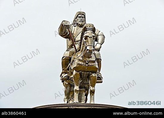 Genghis Khan equestrian statue, Genghis Khan theme park, Chinggis Khaan statue complex, Tsonjin Boldog, Mongolia, Asia.