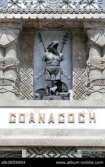 Monument to Cuauhtémoc, the last Aztec ruler, detail of the base, Mexico City, Federal District, Mexico, Central America.