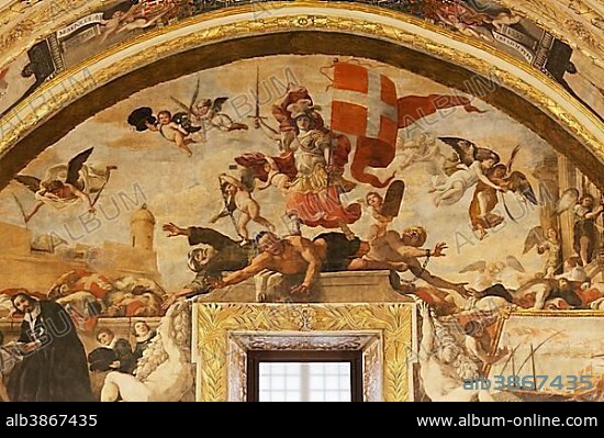 St. John's Co-Cathedral, gold-decorated nave with ceiling paintings by Mattia Preti, Baroque, Valletta, Malta, Europe.