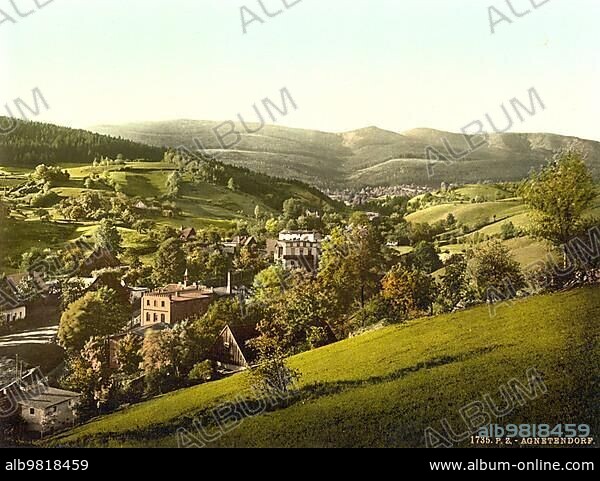 Agnetendorf im Riesengebirge; formerly Germany; today Jagniatkow; Czech Republic; Germany; Historic; digitally restored reproduction of a photochrome print from the 1890s; Europe.