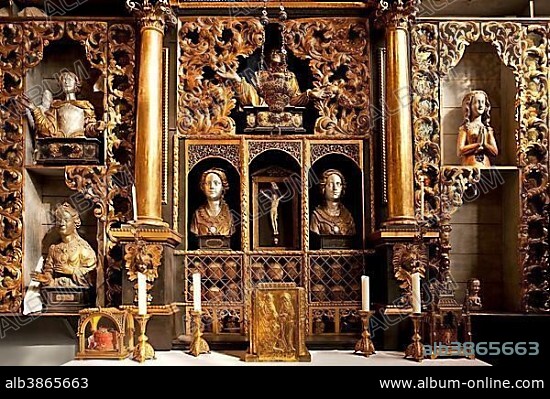St. Ursula, golden chamber, relics chamber, Cologne, Rhineland, North Rhine-Westphalia, Germany, Europe.