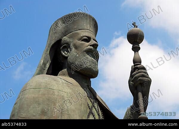 Statue of patriarch Makarios Lefkosia Nicosia Cyprus.
