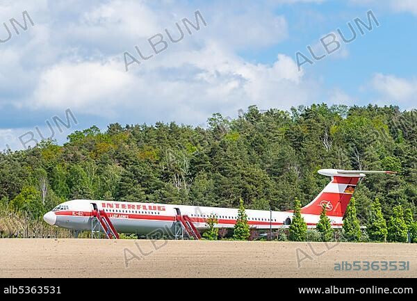 Historic aircraft Lady Agnes, Ilyushin IL 62 of the GDR airline Interflug, Otto Lilienthal Center, Stölln, Gollenberg, Havelland, Brandenburg, Germany, Europe.